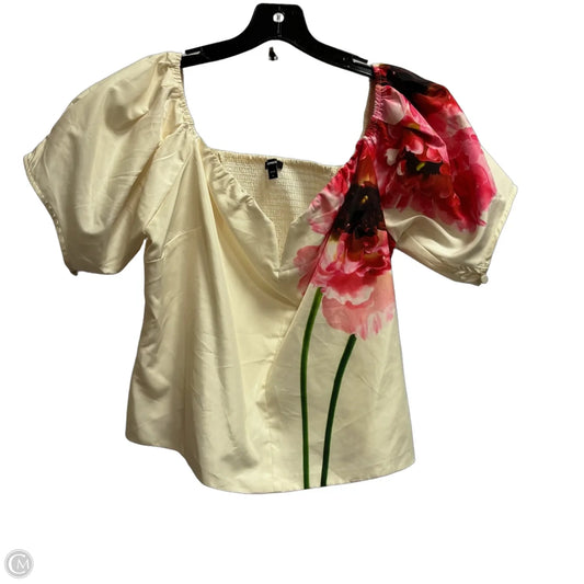 Blouse Short Sleeve By Express In Cream, Size: Xl