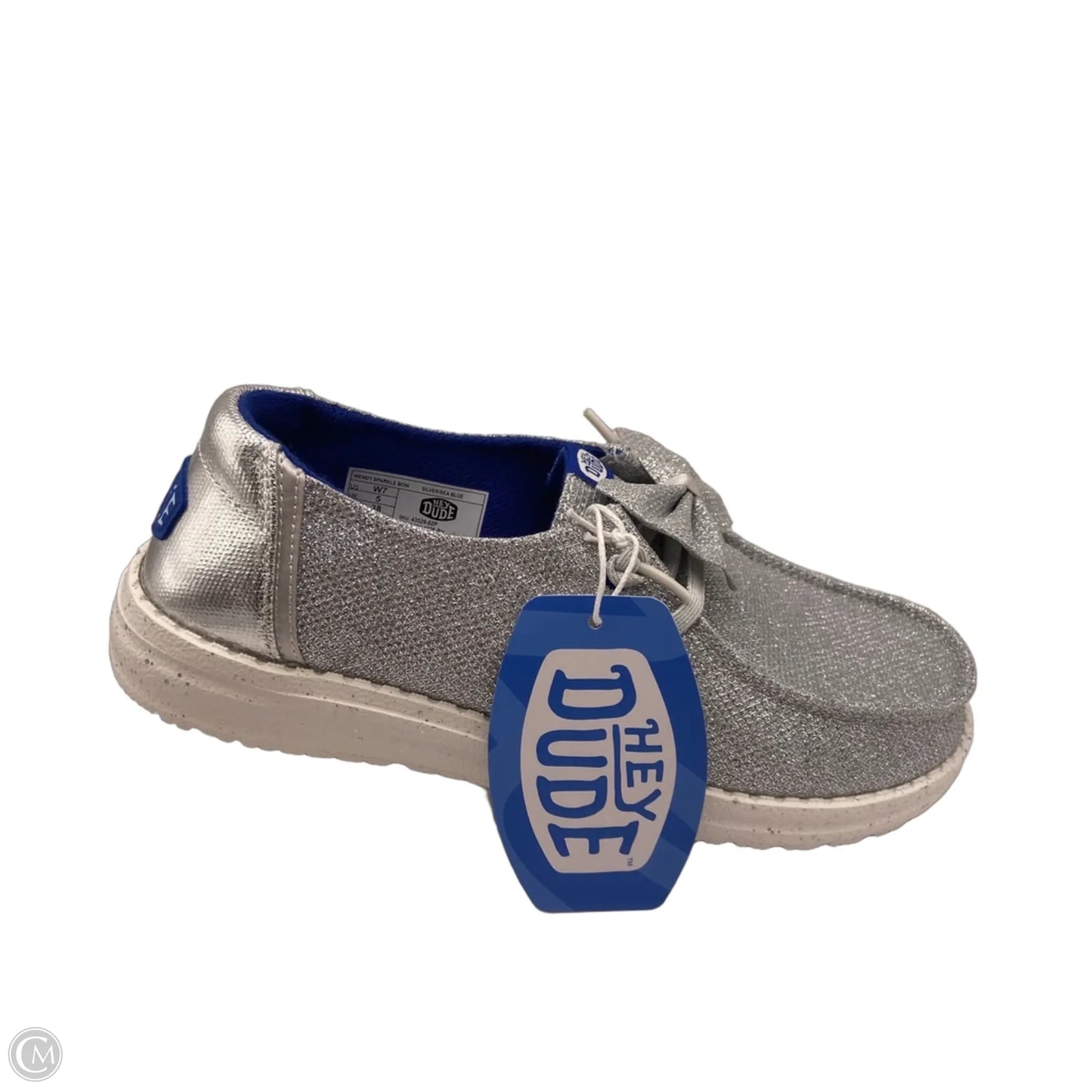 Shoes Flats By Hey Dude In Silver, Size: 7