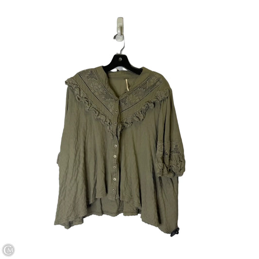 Blouse Short Sleeve By Free People In Taupe, Size: Xl