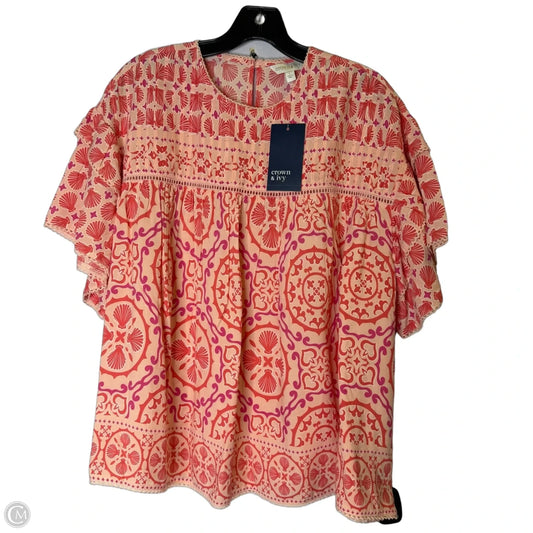 Blouse Short Sleeve By Crown And Ivy In Peach, Size: L