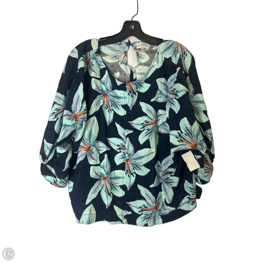 Top Short Sleeve By Wondery In Floral Print, Size: Xl