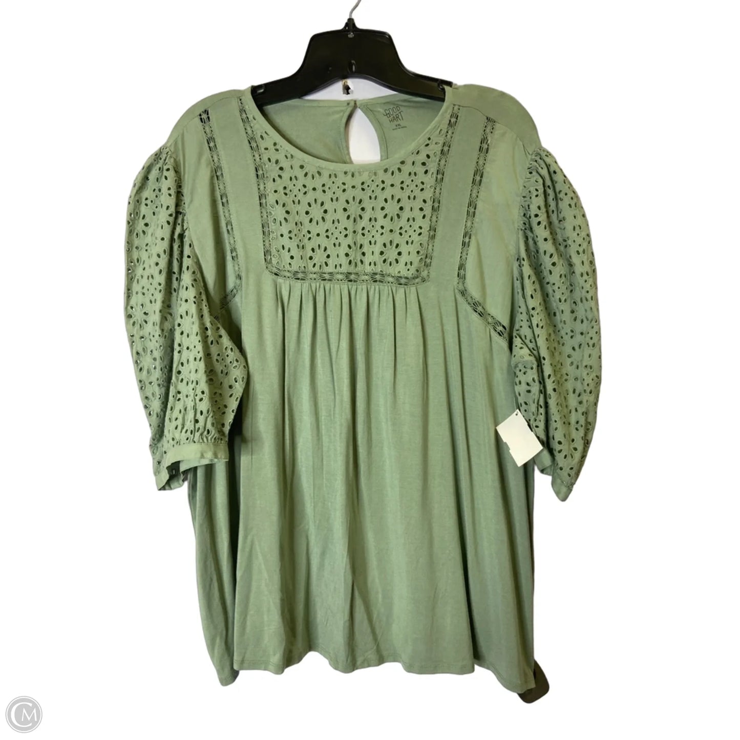 Blouse Short Sleeve By Good Hart In Green, Size: Xxl