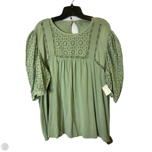 Blouse Short Sleeve By Good Hart In Green, Size: Xxl