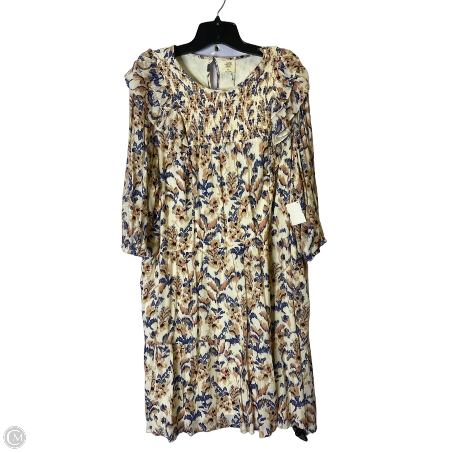 Dress Casual Midi By Good Hart In Blue & Cream, Size: Xxl