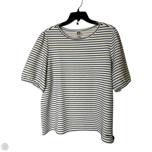 Top Short Sleeve By Anne Klein In Striped Pattern, Size: Xl