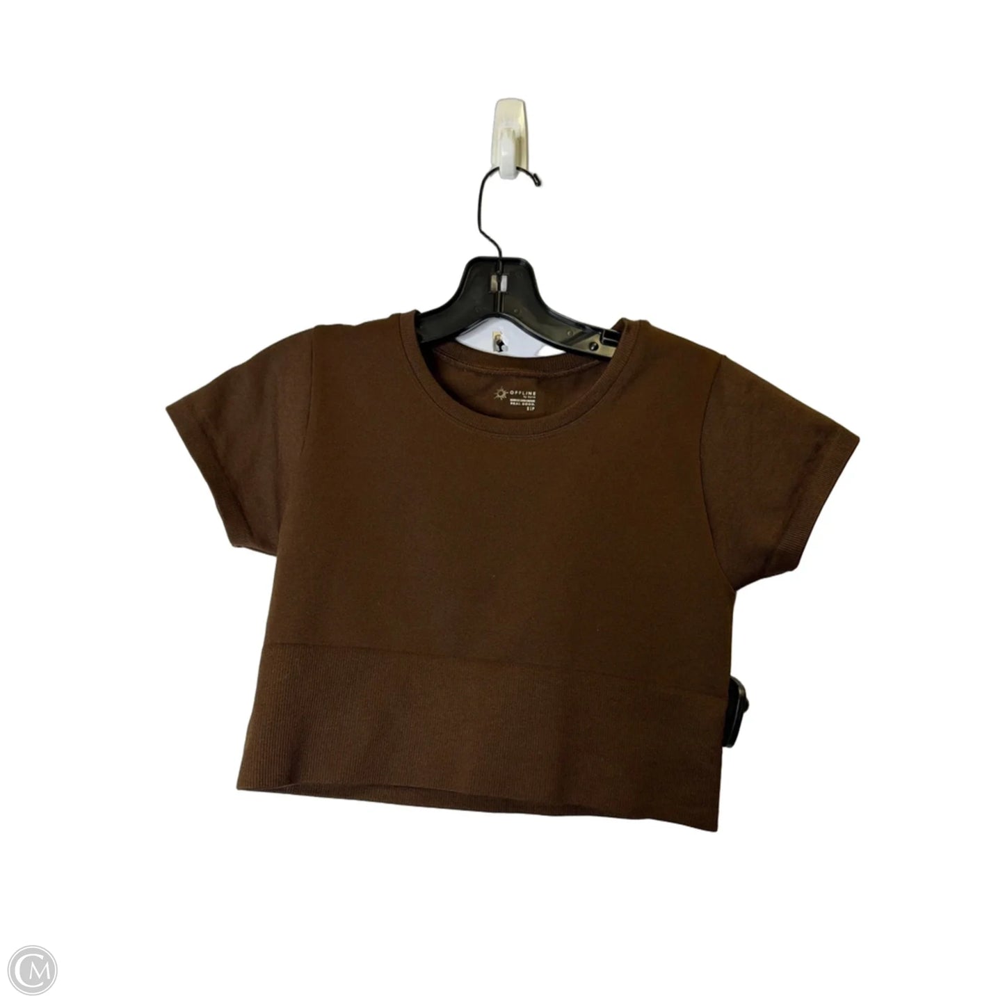 Athletic Top Short Sleeve By Offline In Brown, Size: S