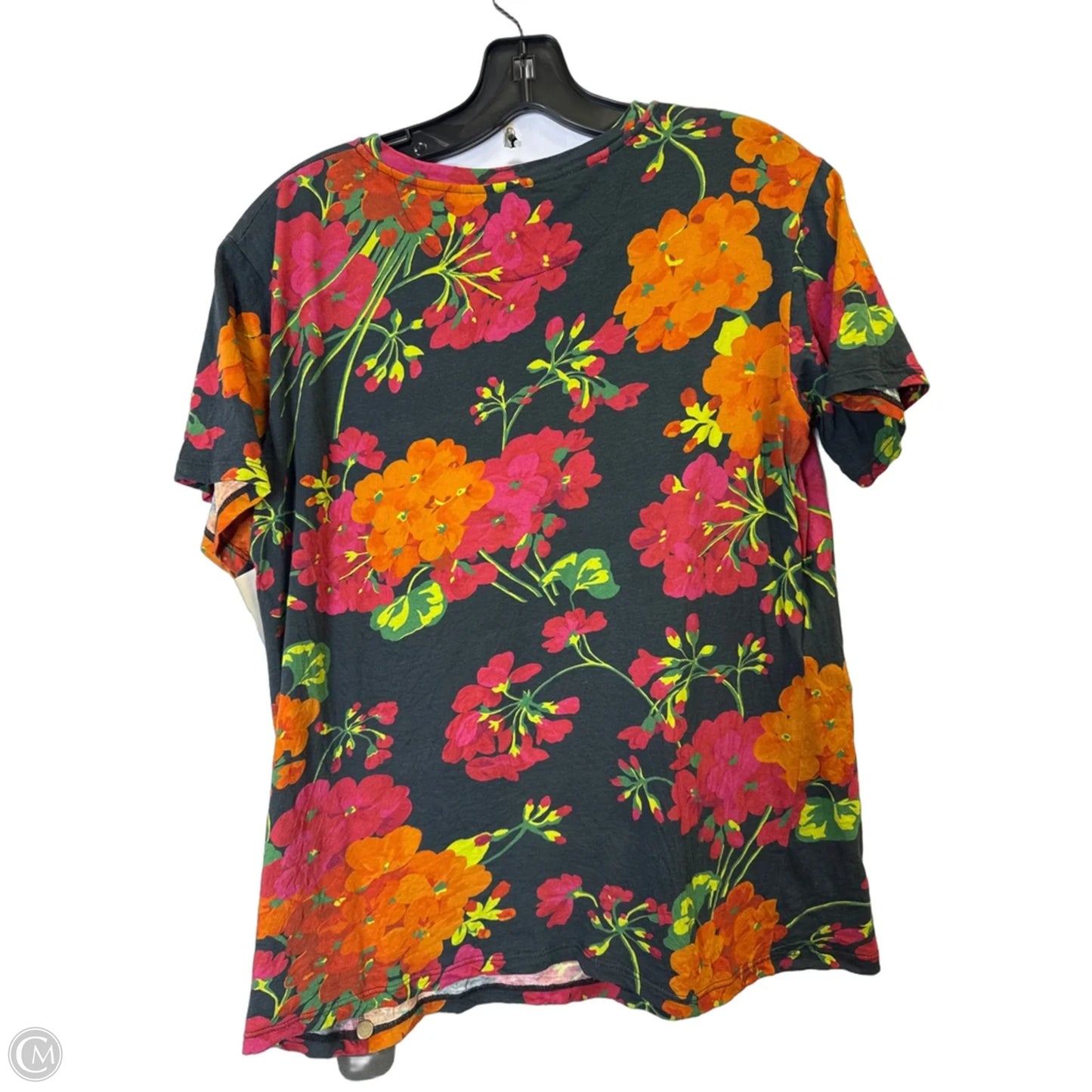 Top Short Sleeve Luxury Designer By Gucci In Floral Print, Size: Xl