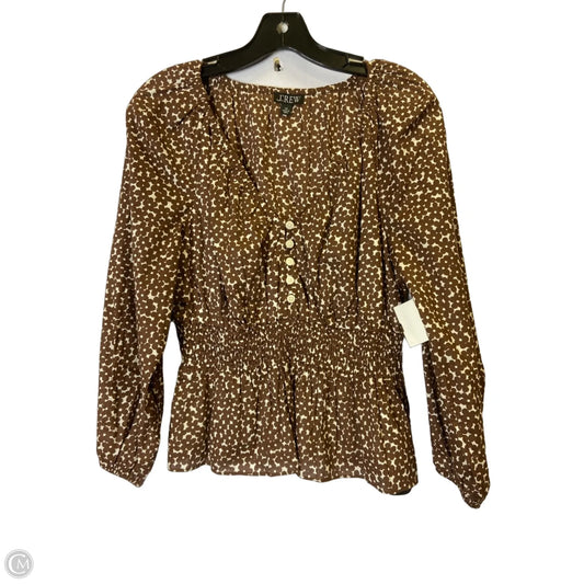 Blouse Long Sleeve By J. Crew In Brown, Size: Xs
