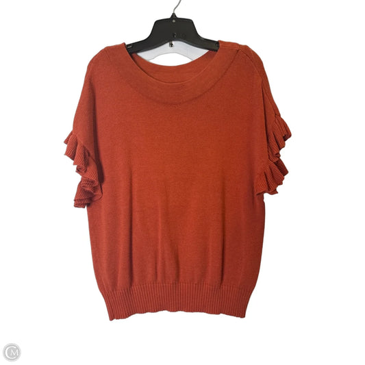 Sweater Short Sleeve By Elle In Orange, Size: S