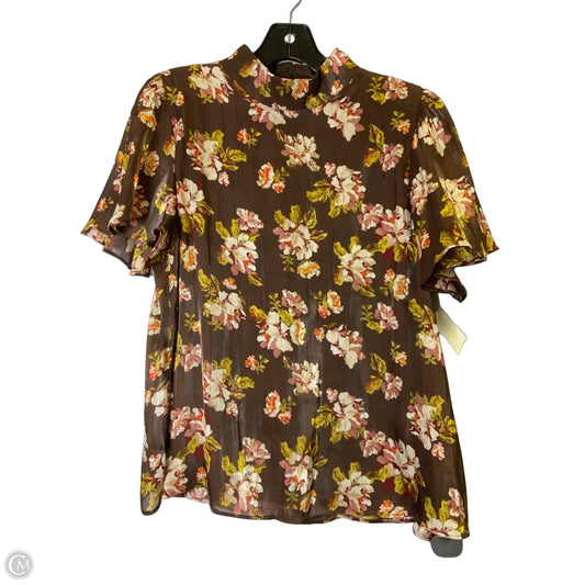 Blouse Short Sleeve By Lc Lauren Conrad In Brown, Size: L