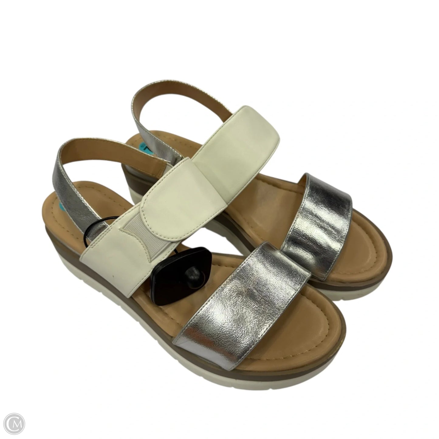 Sandals Heels Wedge By Dream Pairs In Silver, Size: 7.5