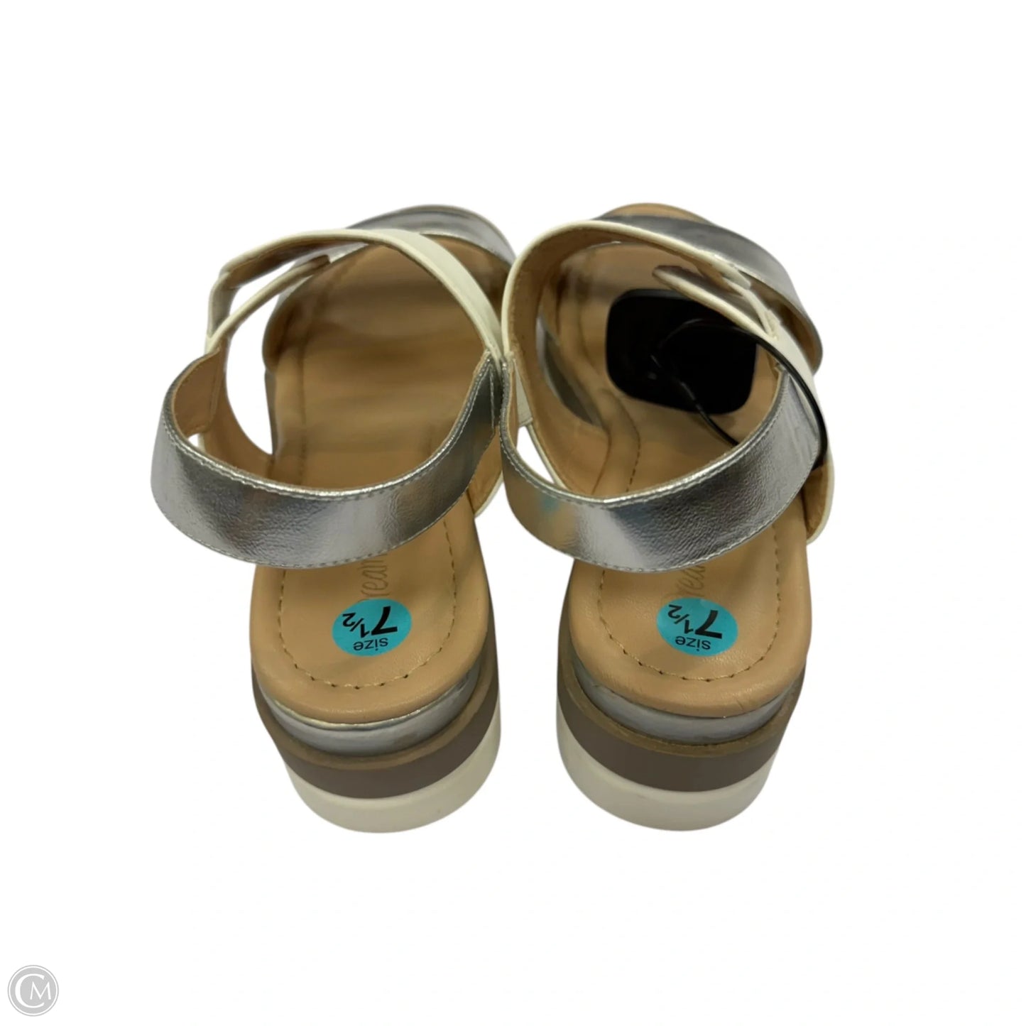 Sandals Heels Wedge By Dream Pairs In Silver, Size: 7.5