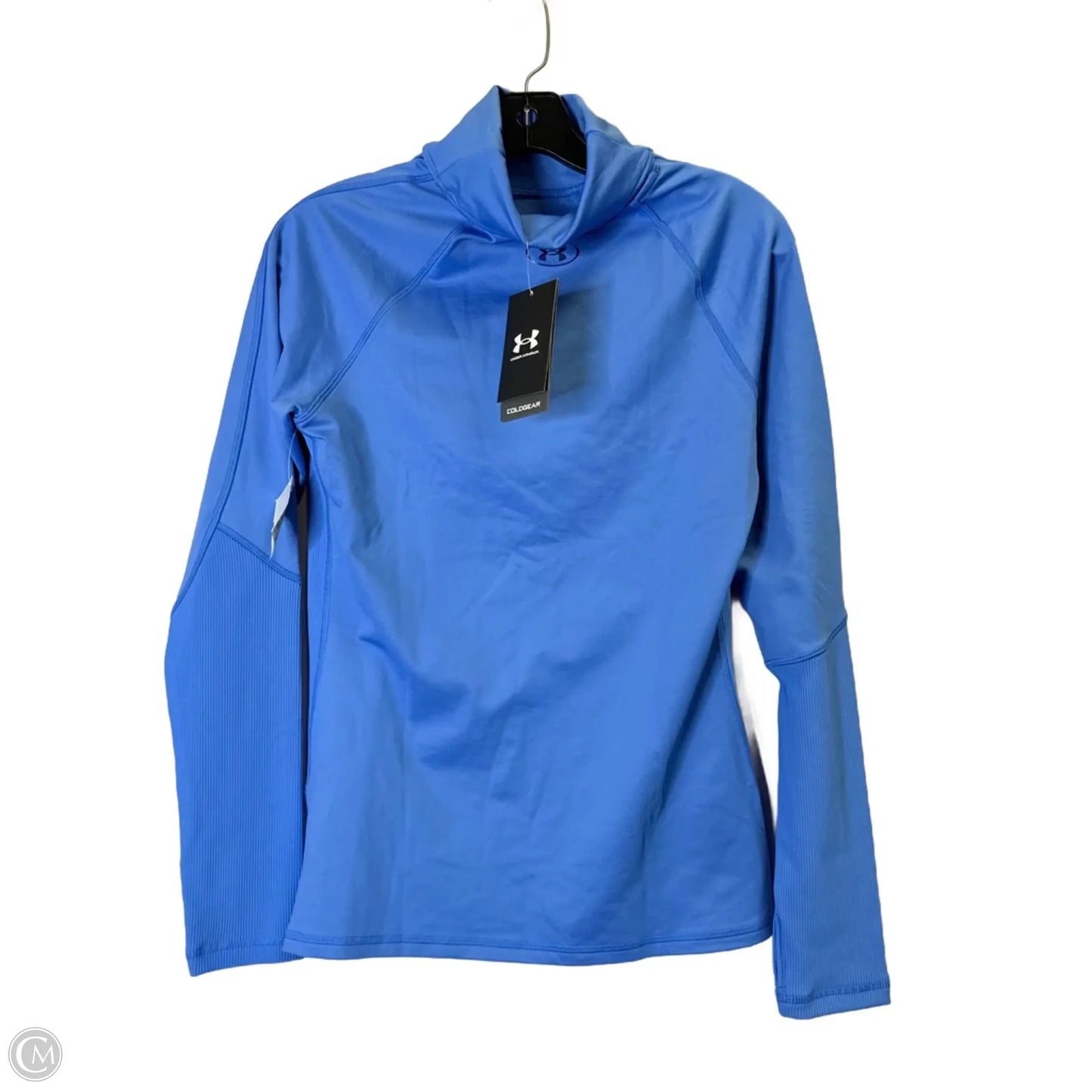 Athletic Top Long Sleeve Collar By Under Armour In Blue, Size: S