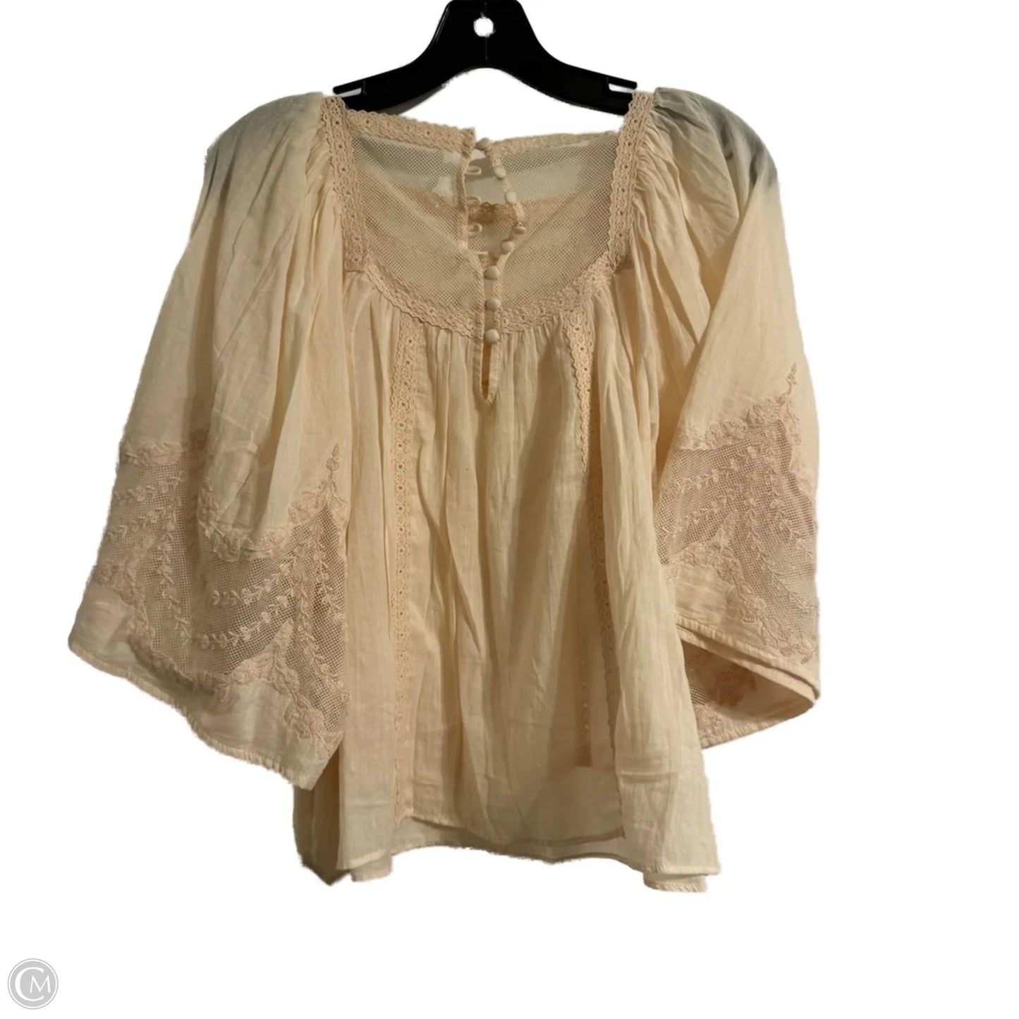 Top Short Sleeve By Anthropologie In Cream, Size: Xs