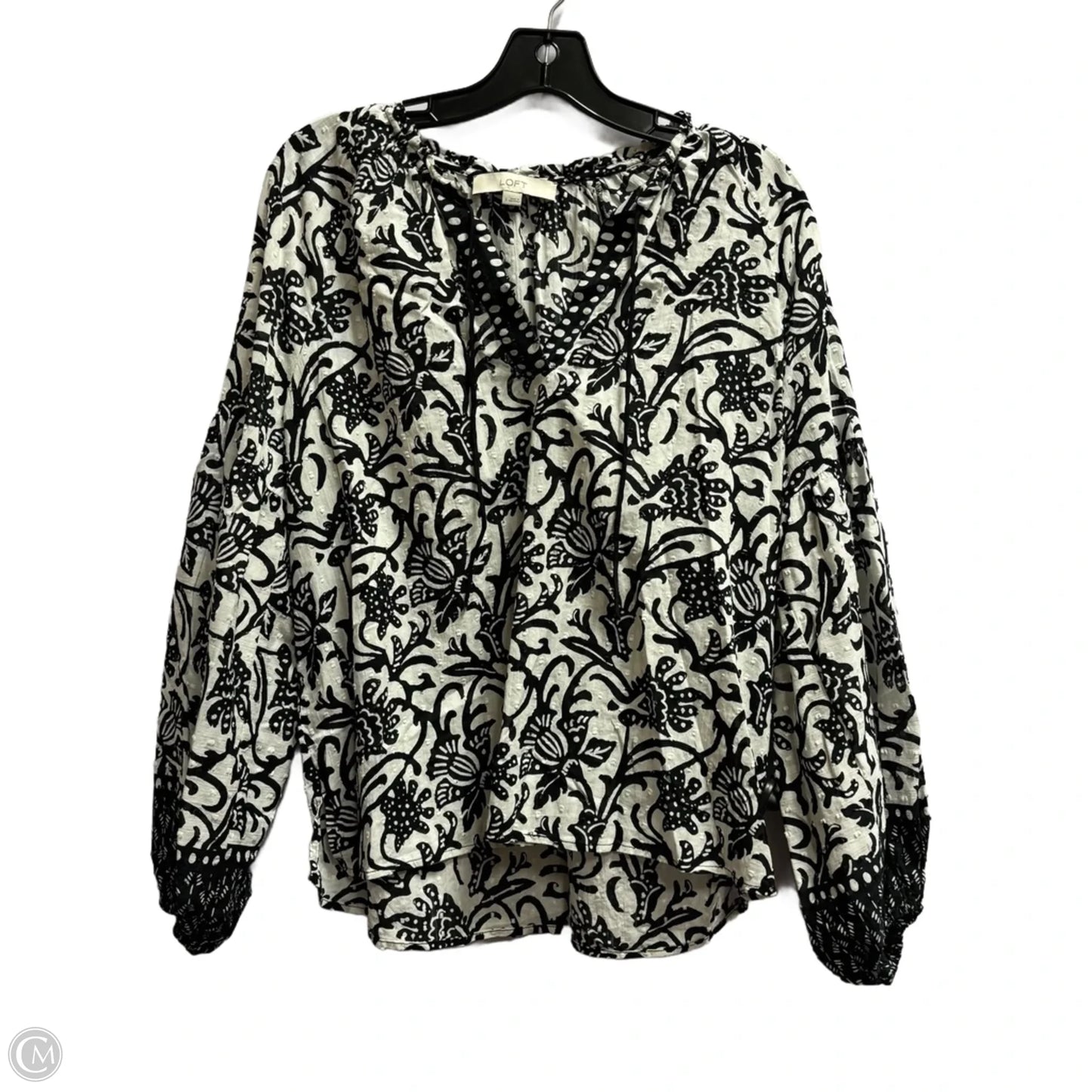 Blouse Long Sleeve By Loft In Black, Size: S