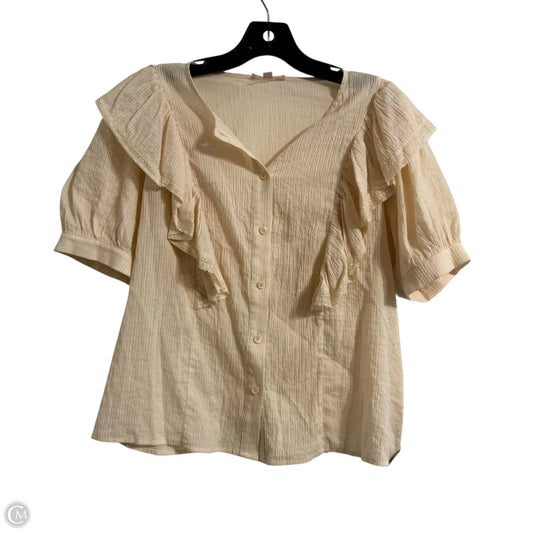 Blouse Short Sleeve By Clothes Mentor In Cream, Size: S