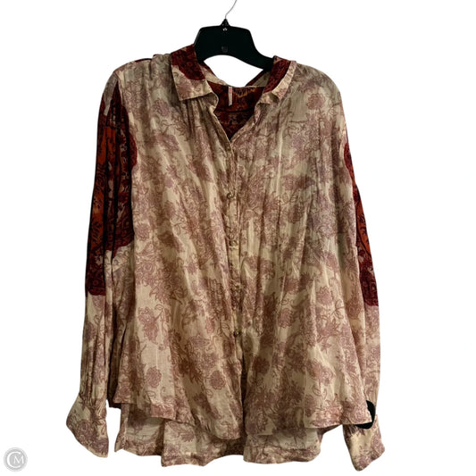 Blouse Long Sleeve By Free People In Pink, Size: M