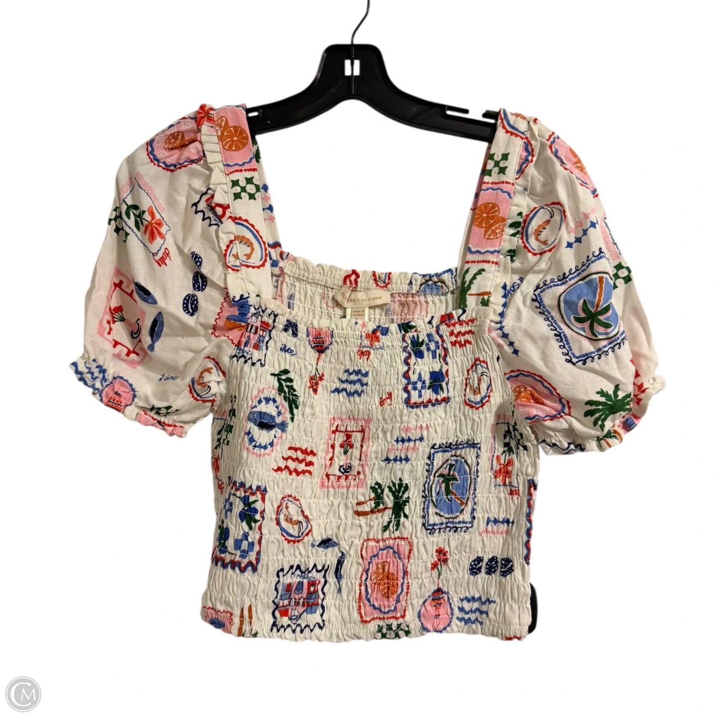 Top Short Sleeve By Monteau In Cream, Size: Xl