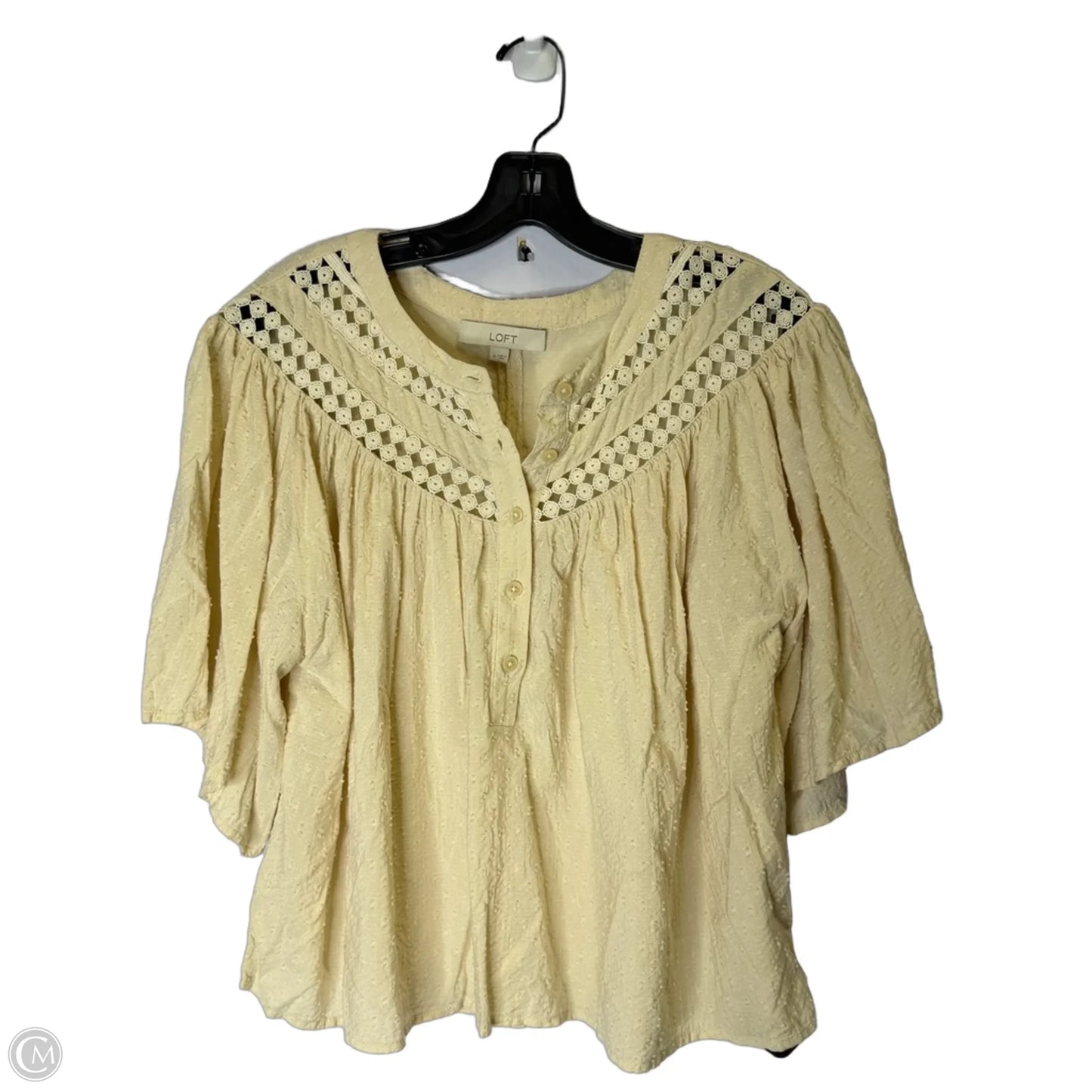 Top Short Sleeve By Loft In Cream, Size: M