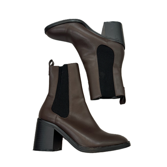 Boots Mid-calf Heels By Clothes Mentor In Brown, Size: 6