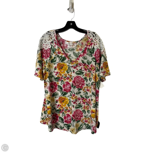 Top Short Sleeve By Clothes Mentor In Floral Print, Size: 1x