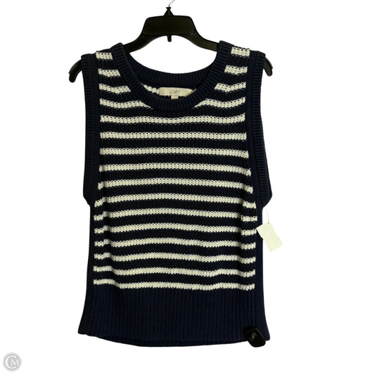 Vest Sweater By Loft In Blue & White, Size: Xl