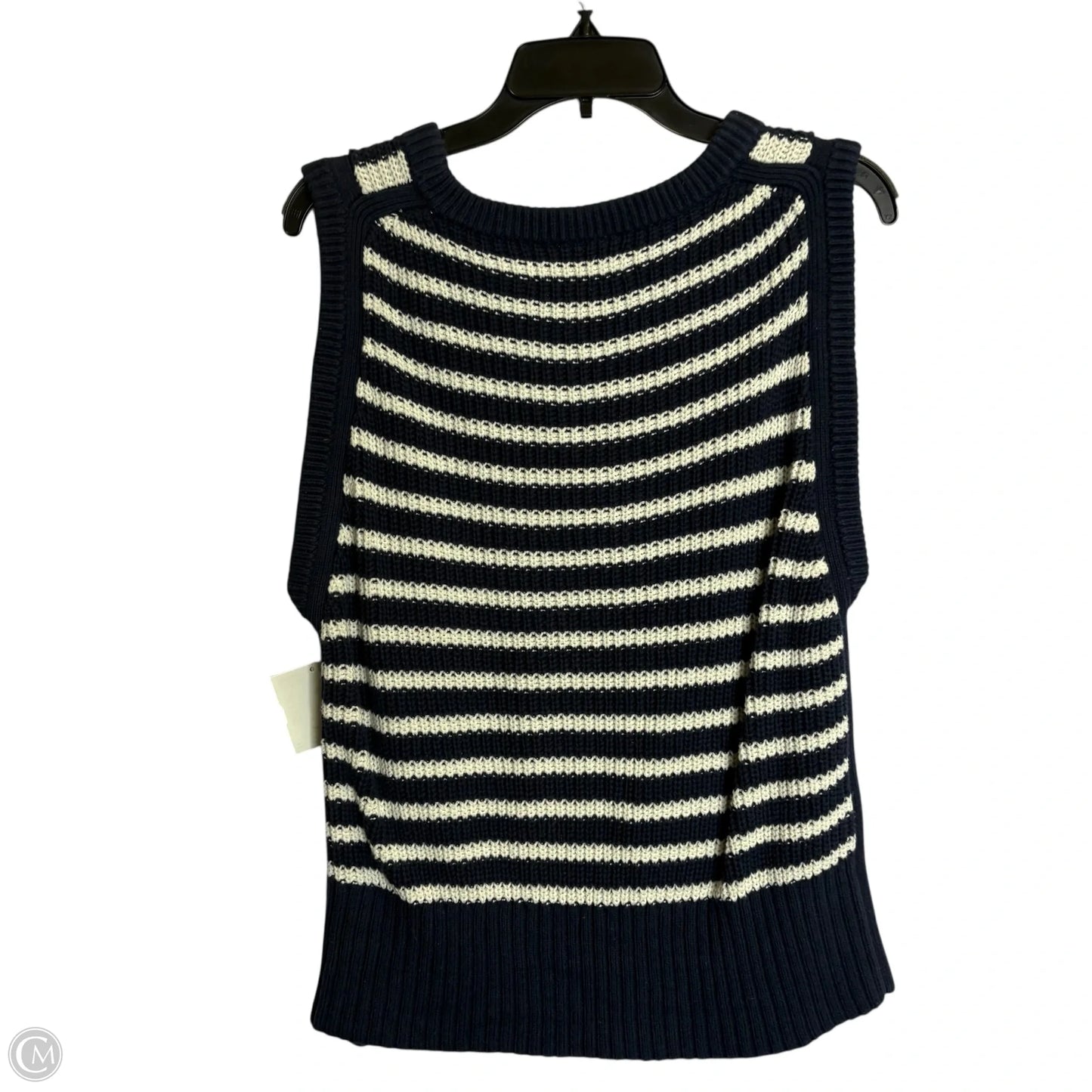 Vest Sweater By Loft In Blue & White, Size: Xl