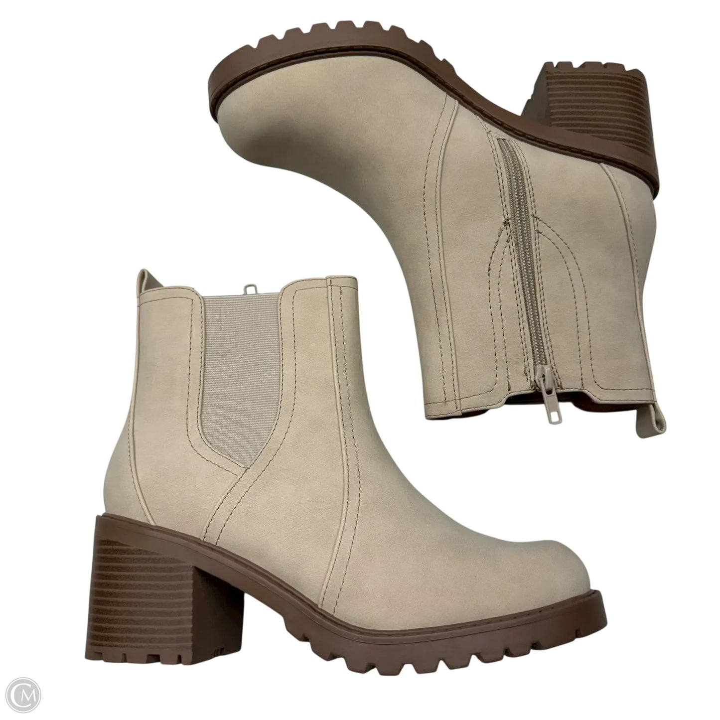 Boots Ankle Heels By Soda In Cream, Size: 9