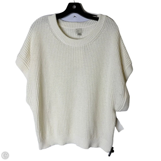 Sweater Short Sleeve By A New Day In Cream, Size: Xxl