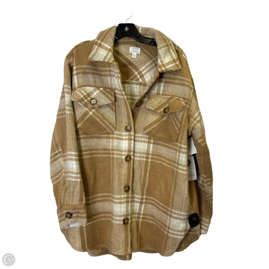 Jacket Shirt By Time And Tru In Tan, Size: L