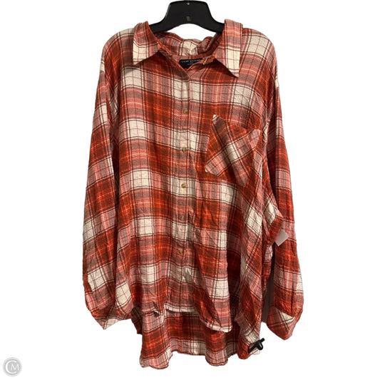 Top Long Sleeve By Lane Bryant In Orange & White, Size: 3x
