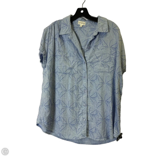 Top Short Sleeve By Wonderly In Blue, Size: L