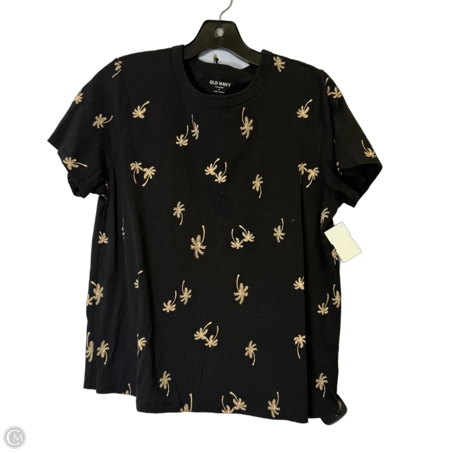 Top Short Sleeve Basic By Old Navy In Black & Cream, Size: M