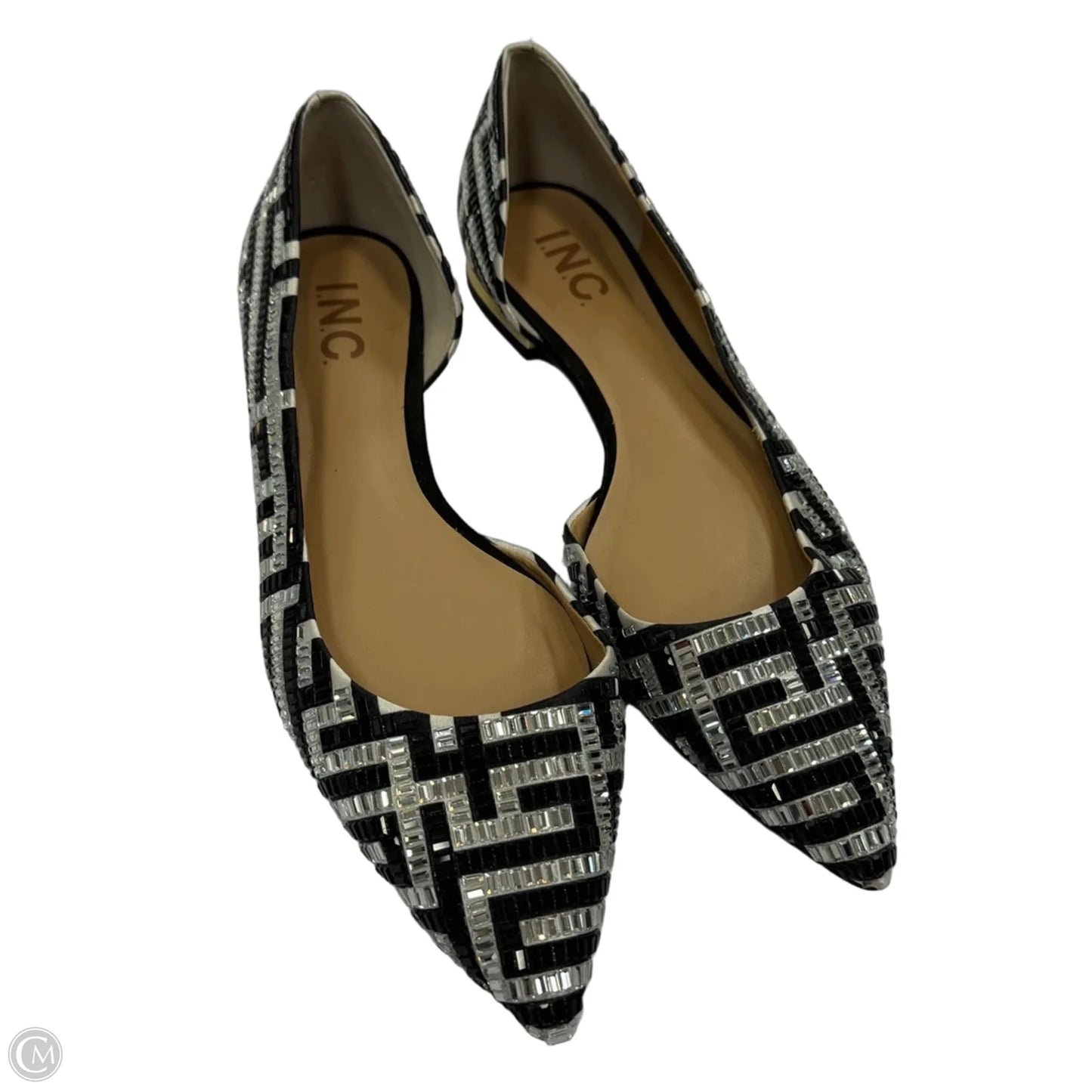 Shoes Flats By Inc In Black & Silver, Size: 6.5