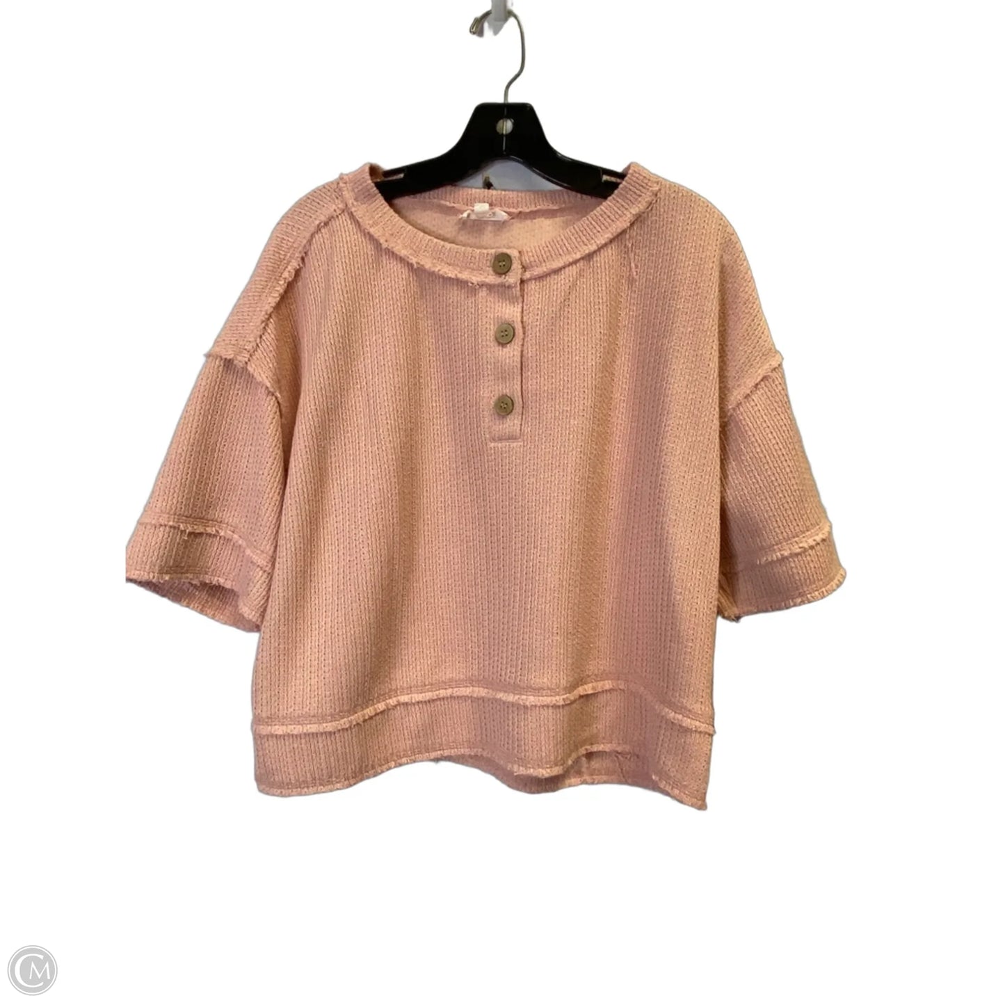 Top Short Sleeve By Blu Pepper In Pink, Size: L