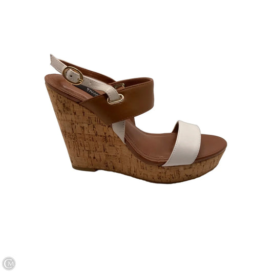 Sandals Heels Block By White House Black Market In Tan & White, Size: 6
