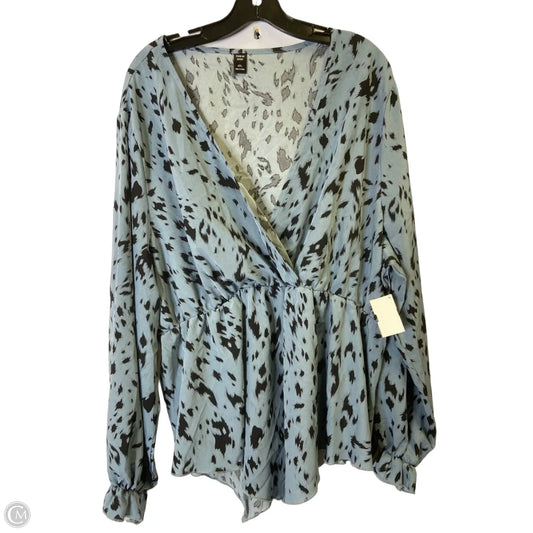 Top Long Sleeve By Shein In Blue, Size: 4x