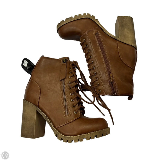 Boots Ankle Heels By Soda In Brown, Size: 7