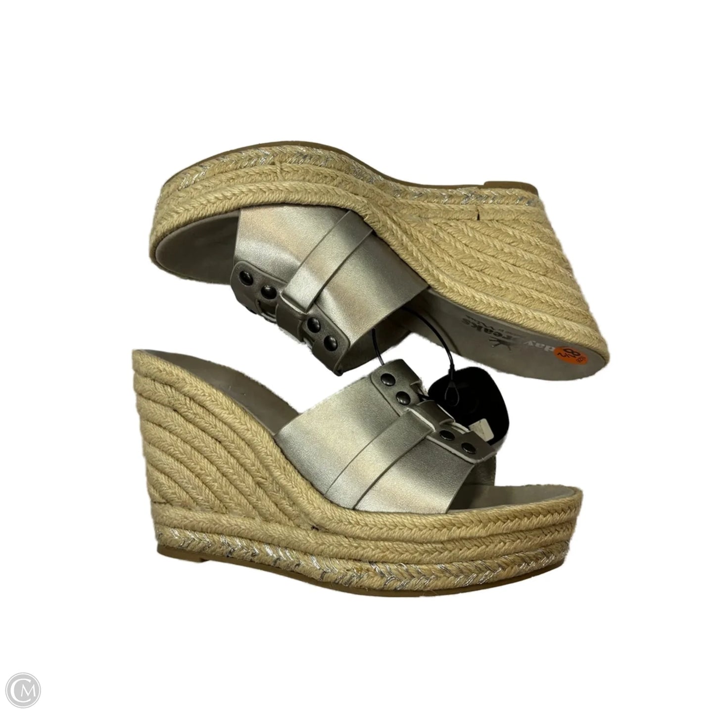 Sandals Heels Wedge By Clothes Mentor In Grey, Size: 8.5