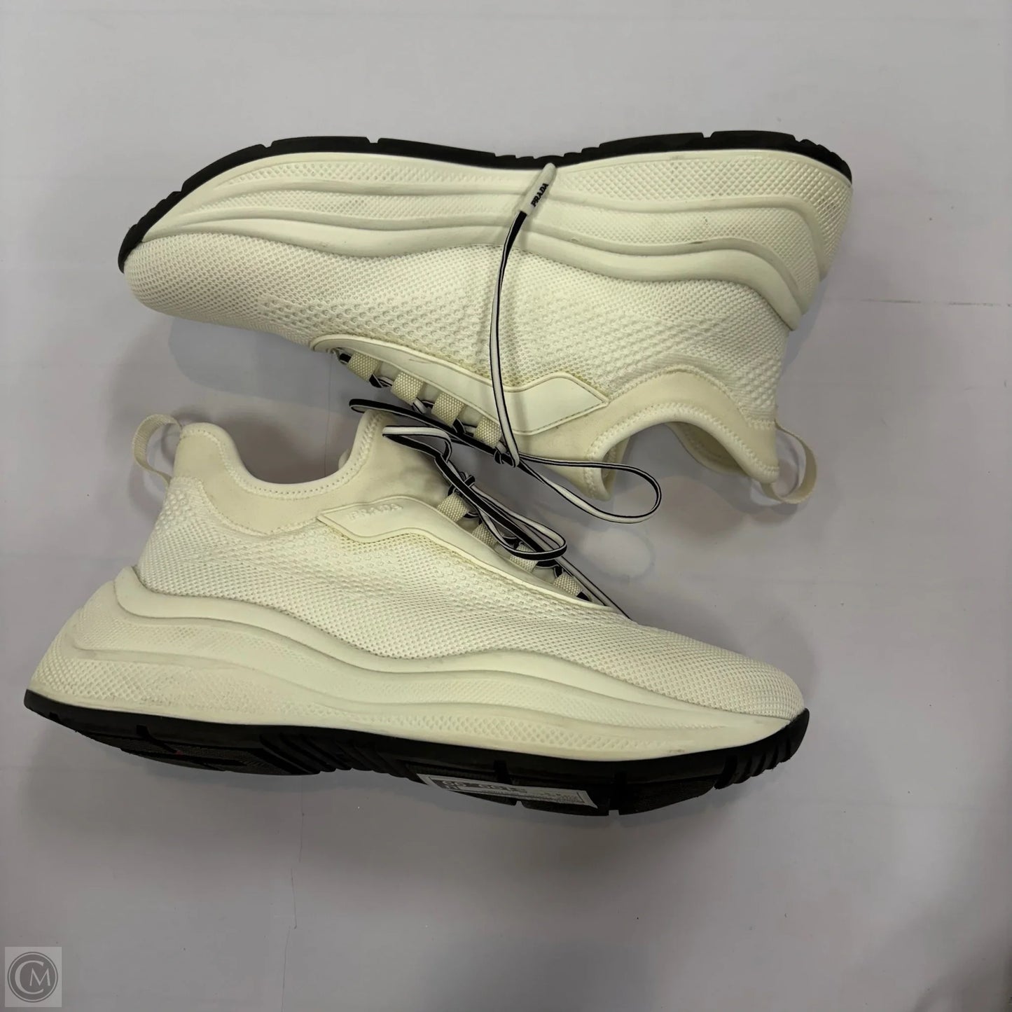 Shoes Luxury Designer By Prada In White, Size: 8.5