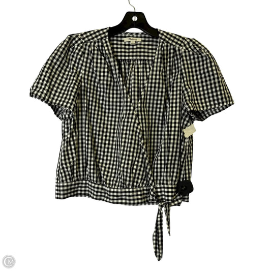 Top Short Sleeve By Madewell In Plaid Pattern, Size: L