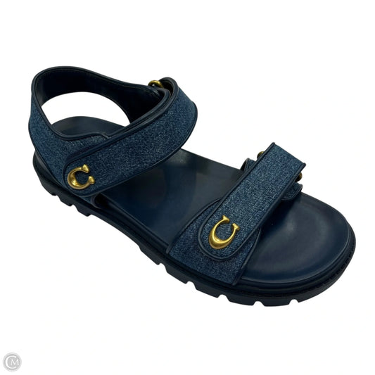 Sandals Designer By Coach In Blue Denim, Size: 10