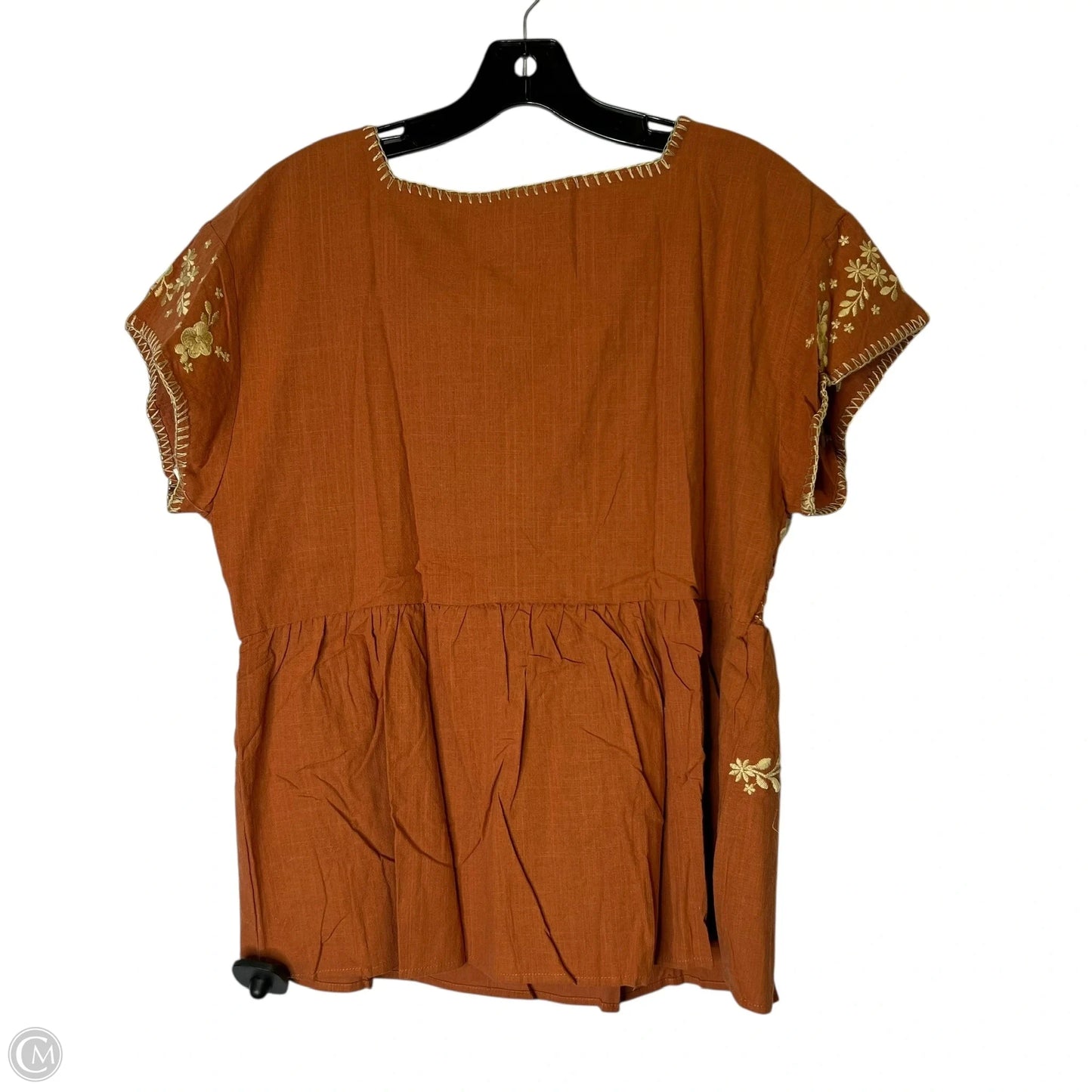 Top Short Sleeve By Savanna Jane In Orange, Size: L