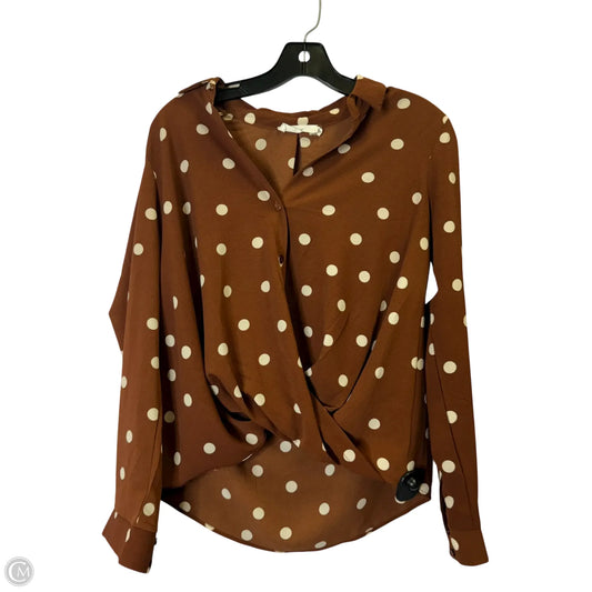 Top Long Sleeve By All In Favor In Brown, Size: S