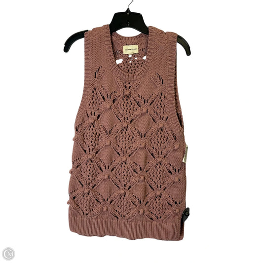 Vest Sweater By Lucky Brand In Pink, Size: L