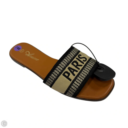 Sandals Flats By Clothes Mentor In Black & Cream, Size: 8