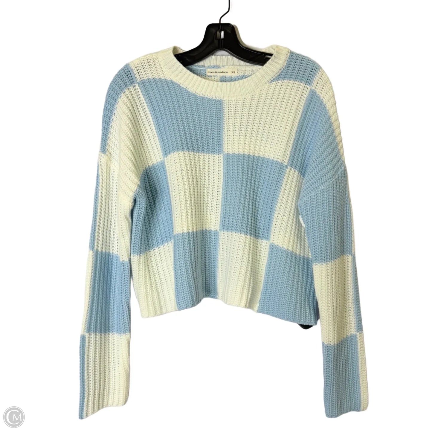 Sweater By Moon And Madison In Blue & Cream, Size: Xs