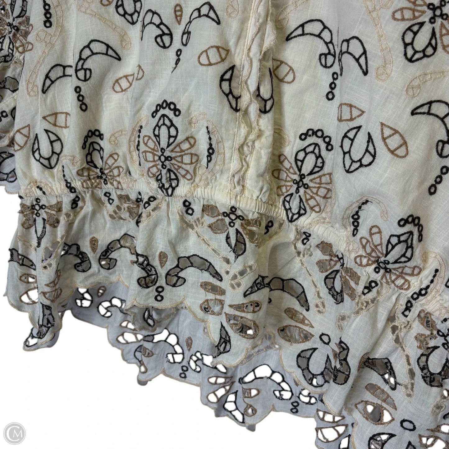 Top Short Sleeve By Anthropologie In Cream, Size: Xl