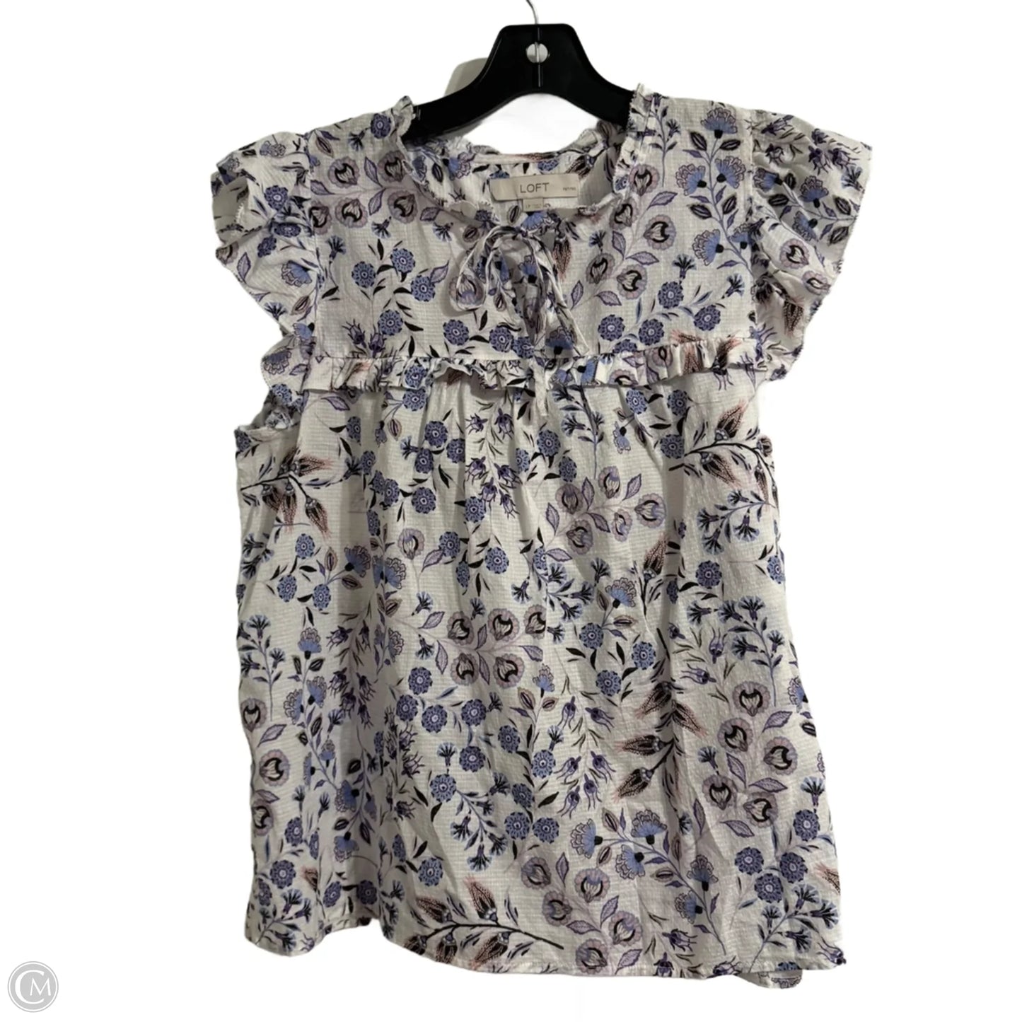 Top Sleeveless By Loft In Purple & White, Size: Lp