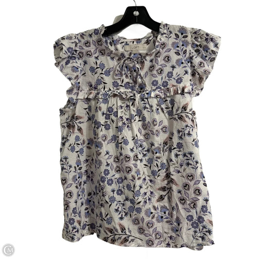 Top Sleeveless By Loft In Purple & White, Size: Lp
